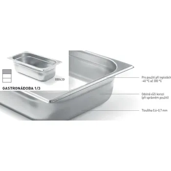 Plech na pečení GastronádobaBuget Line GN 1/3 200 7,8l tloušťka 0,6-0,7mm 325x176x200mm