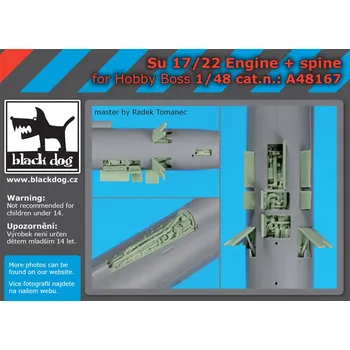Plastikový model Blackdog 1/48 Su-17/22 engine + spine (HOBBYB)