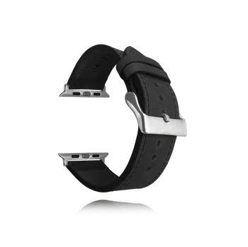 Řemínek na hodinky LAVVU Černý kožený řemínek Top Grain pro APPLE WATCH 38-40 mm LSXABS1