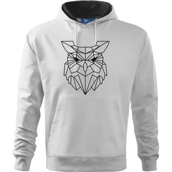 Pánská mikina Geometrie - sova - Mikina pánská Cape s kapucí - 5XL ( Bílá )