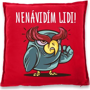 Dekorativní polštářek Vtipný polštářek Nenávidím lidi!, Barva Červená, Velikost 40×40 cm, Canvas Bavlněný polštář Bezvatriko.cz 1031