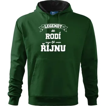Pánská mikina Legendy se rodí v říjnu - Mikina pánská Cape s kapucí - 5XL ( Lahvově zelená )