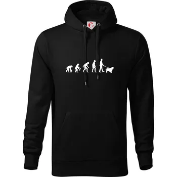 Pánská mikina Evoluce pes kokršpaněl (muž-žena) - Mikina pánská Cape s kapucí - 4XL ( Černá )