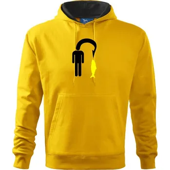 Pánská mikina Rybaření - Člověk na háčku - Mikina pánská Cape s kapucí - 4XL ( Žlutá )