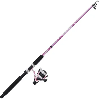 Rybářský prut MITCHELL Teleskopický prut s navijákem RD Mitchell Tanager Pink Camo II Tele 2,40m 10-30g