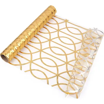 Organza s potiskem šíře 36 cm, barva 1 zlatá