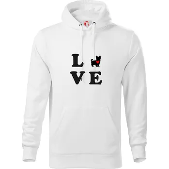 Pánská mikina Yorkšírský terier love - Mikina pánská Cape s kapucí - 4XL ( Bílá )