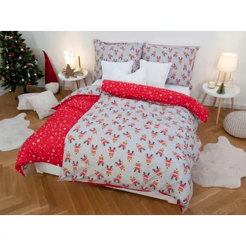 Povlečení Recenze Vánoční renforcé bavlněné povlečení sobíci 140 x 200, 70 x 90 cm zipový uzávěr
