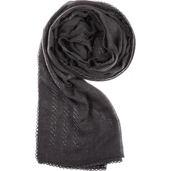 Dámský šátek 90 x 175 cm ozdobné proužky - tmavé šedý