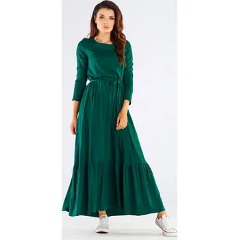 Dámské šaty Dlouhé šaty z velmi příjemné a přírodní viskózy A455 Barva: Zelená, Velikost: S/M