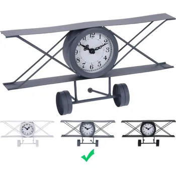 Hodiny SEGNALE Hodiny stolní designové LETADLO 30 cm šedá KO-HZ1911500seda