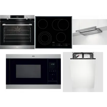Set domácích spotřebičů AEG Mastery SteamBake BCK455350M + AEG Mastery DirectTouch HK654070FB + AEG DPE5660M + AEG Mastery MSB2547D-M + AEG Mastery GlassCare FSE73407P