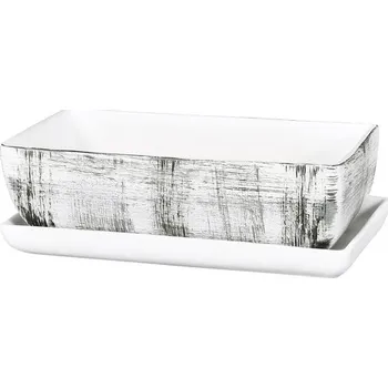 Truhlík Truhlík na kaktusy KAKTUS GRID s podmiskou 30 cm žíhaný černo-bílý