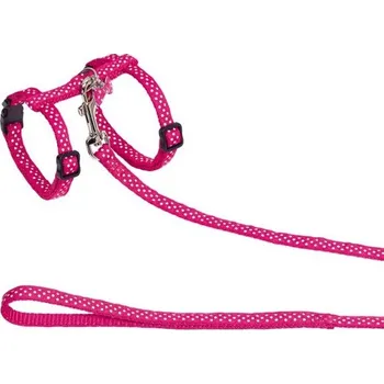Nobby Dots růžový set postroje s vodítkem pro kočku