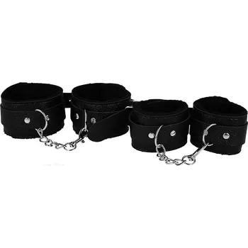 LOLO černé pouta na nohy a ruce se spojovacím křížem
