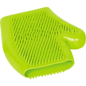 Kartáč pro zvířata Nobby čistící a masážní rukavice zelená 16x18cm