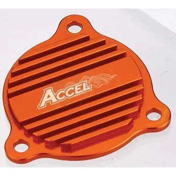 Motor pro motocykl ACCEL kryt olejového čerpadla KTM EXC 350/400/450/500/530 08-12, SXF 350 11-12 barva oranžová