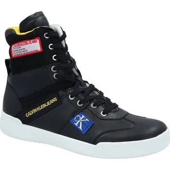 Pánské pantofle CALVIN KLEIN JEANS Kůžoné plátěné tenisky | Barva:černý | Velikost:40