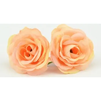 umělá květina Růže 3 cm, lososová textilní dekorace, květina