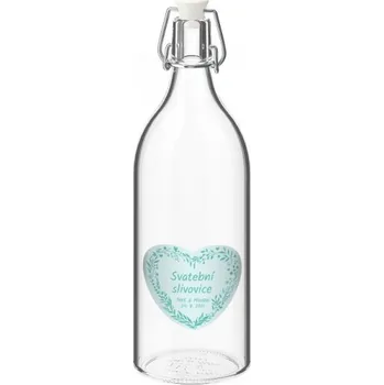 Svatební dekorace Svatební láhev s etiketou srdce - 0,5 l