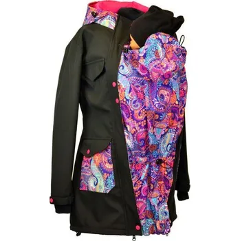 Přeprava dětí Shara Softshellový kabát zimní, vsadka se vzorem - přední nošení Velikost: M, Vzor: černý/ornamenty