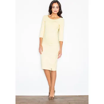 Dámské šaty Bavlněné šaty s 3/4 rukávy M301 Barva: Žlutá, Velikost: XL