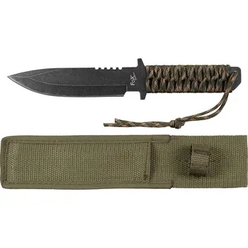 Sebeobrana Nůž s pouzdrem Fox Griff - černý-woodland