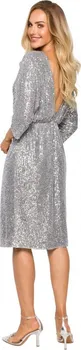 Dámské šaty Moe M716 stříbrné S