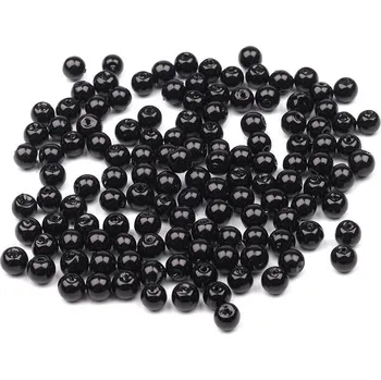 Korálek Skleněné voskované korálky Ø4 mm 50g Barva: černá