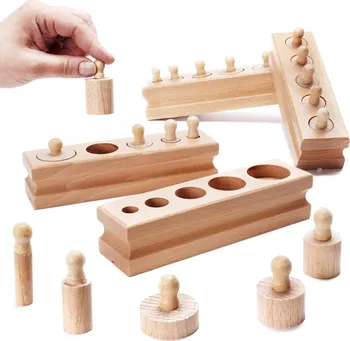 Dřevěná hračka KIK Montessori třídič válečková závaží přírodní