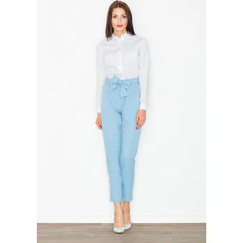 Dámské kalhoty Úzké kalhoty délky 7/8, zavazování v pase na mašli M523 Barva: Modrá, Velikost: L