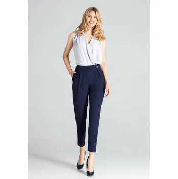 Dámské kalhoty Klasické kalhoty s řasením v pase M676 FIGL Barva: Tmavě Modrá, Velikost: M