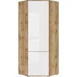 BRW Rohová skříň Zele SZFN1D - dub wotan/bílý lesk