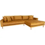 House Nordic Hořčičná rohová pohovka LIDO s lenoškou vpravo