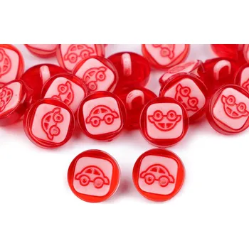 Knoflík Knoflík dětský velikost 22" auto, barva 1 červená