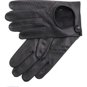 Rukavice Špongr Pánské kožené řidičské rukavice AUSTIN grafitové s černým lemováním Velikost: 9 1/2"