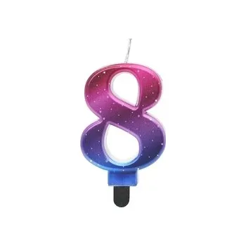 Dortová svíčka Dortová svíčka Metalická (fialovo-modrá) - Číslice 8