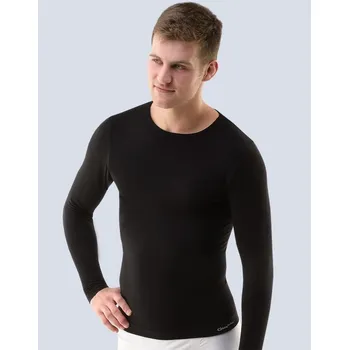 Pánské tričko GINA pánské tričko s dlouhým rukávem, dlouhý rukáv, bezešvé, jednobarevné Bamboo PureLine 58004P černá S/M