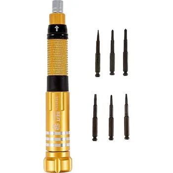 Šroubovák Šroubovák 6v1 BEST s bity - profesionální - sada nářadí - 6ks nástavců - kovový - zlatý