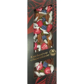 Čokoláda T-severka Tabulková čokoláda exclusive- pekan,pistácie,jahody, kokos, šeřík mléčná 130g