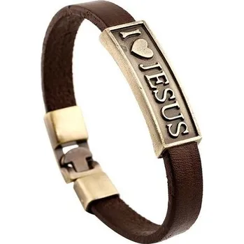 Náramek Kožený náramek I Love Jesus