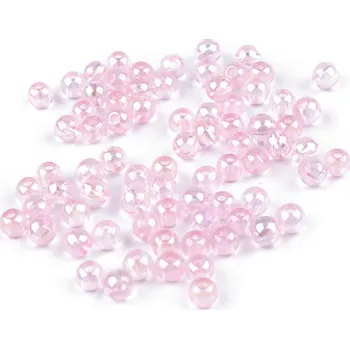 Korálek Plastové korálky duhové Ø6 mm, barva 3 růžová sv.