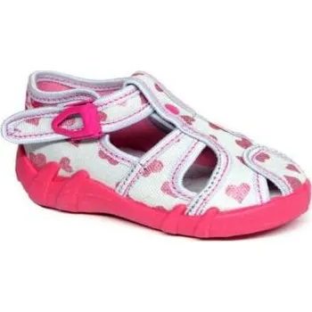 Dívčí bačkory Kotníčkové textilní sandálky přezůvky Renbut dívčí (P-106 různé barvy)
