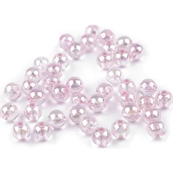 Šperk Plastové korálky duhové Ø8 mm, barva 8 (902) pudrová