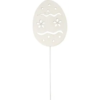 Velikonoční dekorace Dřevěné vejce 8 cm bílé + drátek