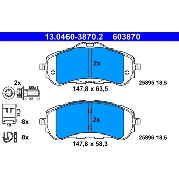 Brzdová destička Sada brzdových destiček, kotoučová brzda ATE 13.0460-3870.2