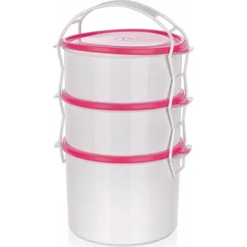 Jídlonosič Banquet Apetit 3 patra bílý/malinový