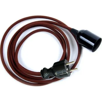 Příslušenství pro svítidlo Textilní kabel 2x0,75mm2 Hnědý H13 s objímkou a vidlicí
