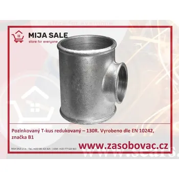Fitinka 130 FFF - 3/4"x1/2" Pozinkovaný T-kus redukovaný – 130R. Vyrobeno dle EN 10242, značka B1