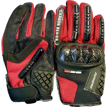 Moto rukavice MARKSTORE Dospělé rukavice madmotors carbon- červené Velikost: M